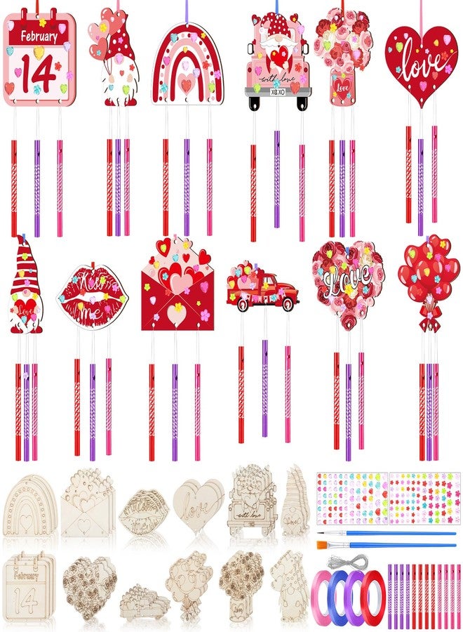 مجموعة هدايا عيد الحب من ميني إنفلات، 24 قطعة، تتضمن مجموعة صنع أجراس الرياح بنفسك، وزينة خشبية على شكل قلب، مثالية لهدايا عيد الحب ولوازم الحفلات. - Image 1